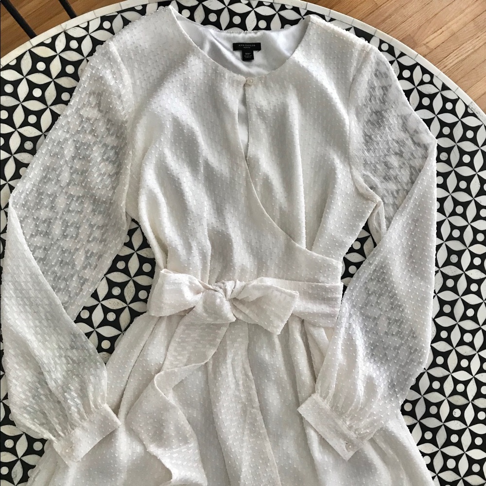 Ann Taylor Dot Textured, Tie Front Dress